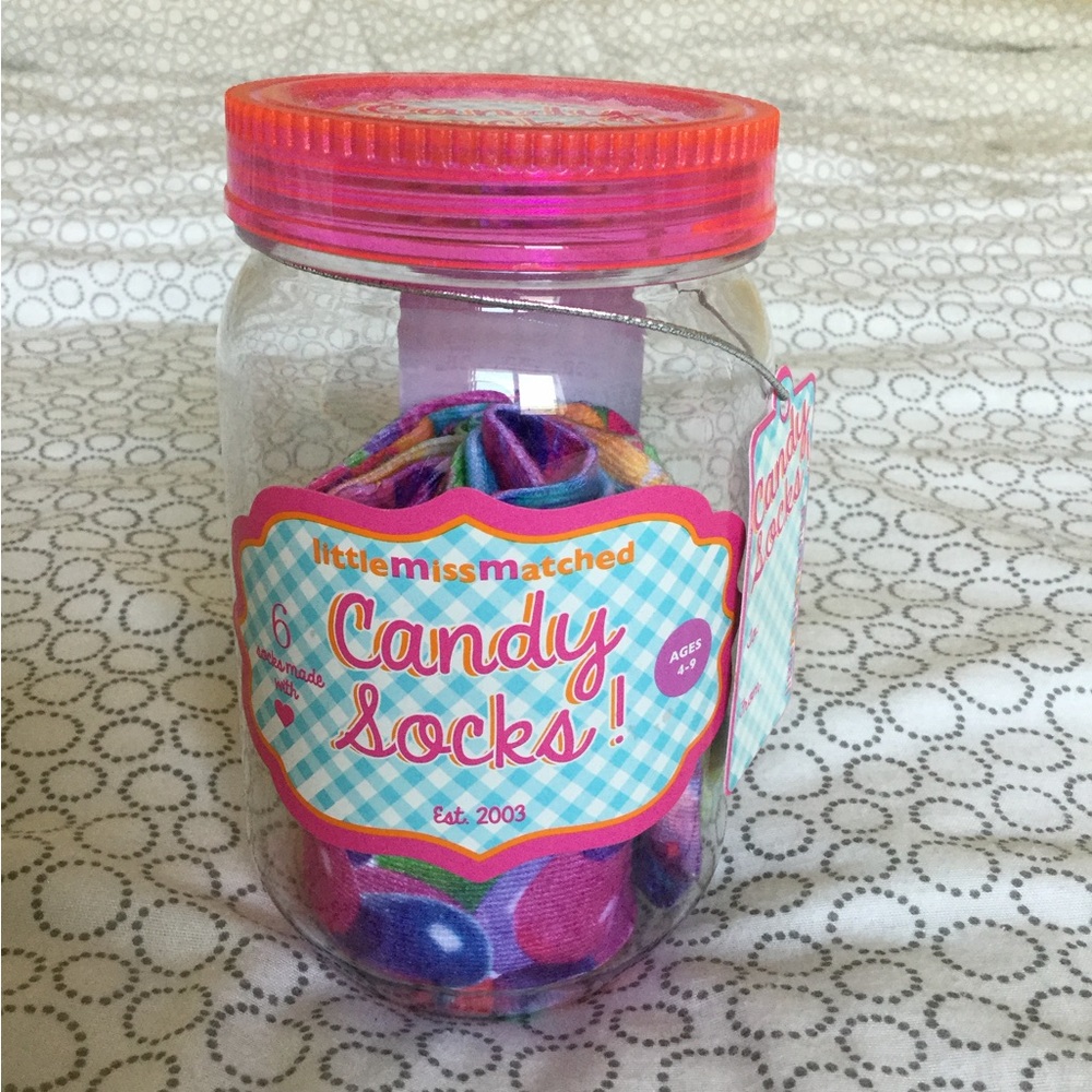 Little Miss Matched Candy Socks Jar - Pink and Blue
